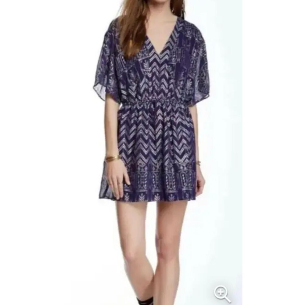 Free People Chevron V-Neck Blouson Mini Dress - Sz. Small - Picture 13 of 13